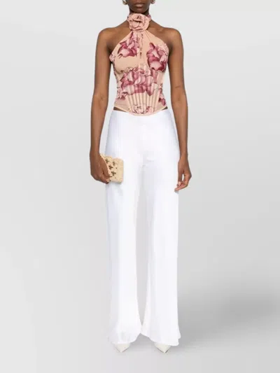 Norma Kamali High Waist Wide Leg Satin Pant In White