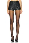 Norma Kamali High Waist Faux Leather Shorts Black In Black