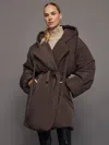 Norma Kamali Sleeping Bag Hooded Padded Shell Coat In Chocolate