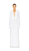 Norma Kamali Hooded Super Oversized Nk Shirt Flared Gown In White