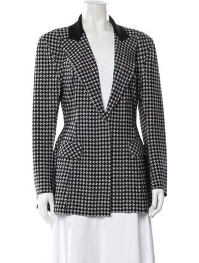 Pre-owned Norma Kamali Houndstooth Print Blazer In Black