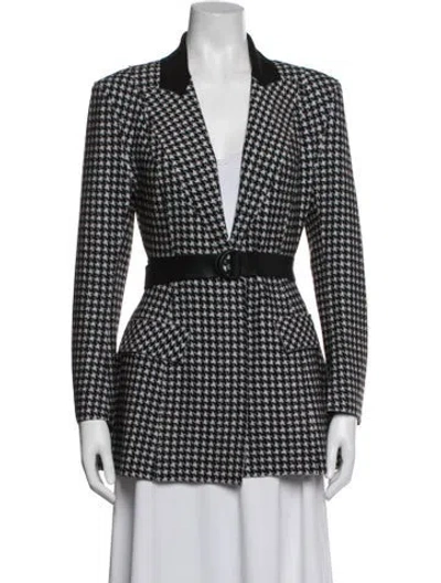 Pre-owned Norma Kamali Houndstooth Print Blazer In Black