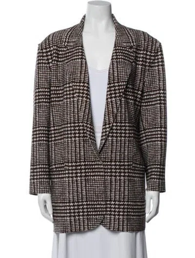 Pre-owned Norma Kamali Houndstooth Print Coat In Brown
