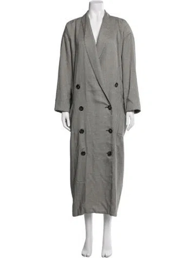 Pre-owned Norma Kamali Houndstooth Print Coat In Grey