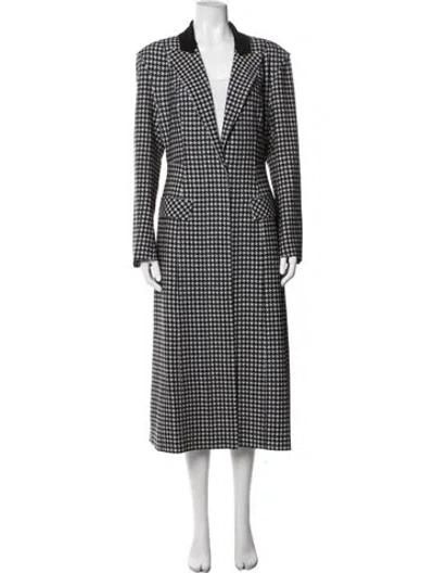 Pre-owned Norma Kamali Houndstooth Print Coat W/ Tags In Black