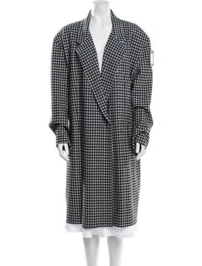 Pre-owned Norma Kamali Houndstooth Print Coat W/ Tags In Multi