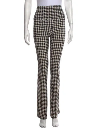 Pre-owned Norma Kamali Houndstooth Print Flared Pants In Black