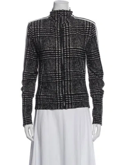 Pre-owned Norma Kamali Houndstooth Print Jacket In Blue
