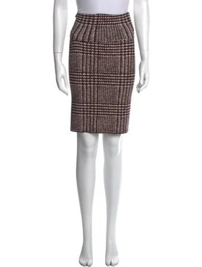 Pre-owned Norma Kamali Houndstooth Print Knee-length Skirt In Brown
