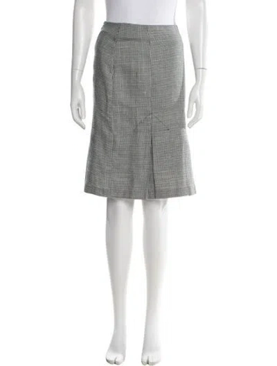 Pre-owned Norma Kamali Houndstooth Print Knee-length Skirt In White