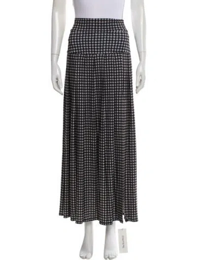 Pre-owned Norma Kamali Houndstooth Print Long Skirt In Black