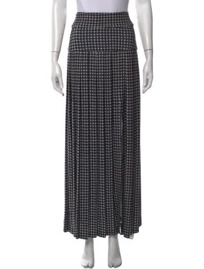 Pre-owned Norma Kamali Houndstooth Print Long Skirt In Neutrals