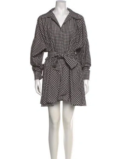 Pre-owned Norma Kamali Houndstooth Print Long Sleeve Tunic In Multi