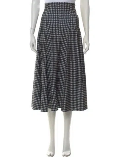 Pre-owned Norma Kamali Houndstooth Print Midi Length Skirt W/ Tags In Multi
