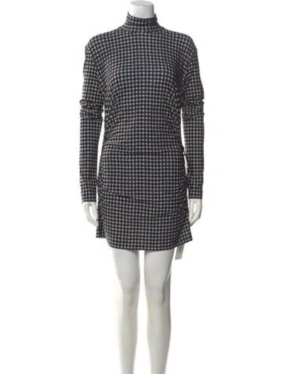 Pre-owned Norma Kamali Houndstooth Print Mini Dress W/ Tags In Black