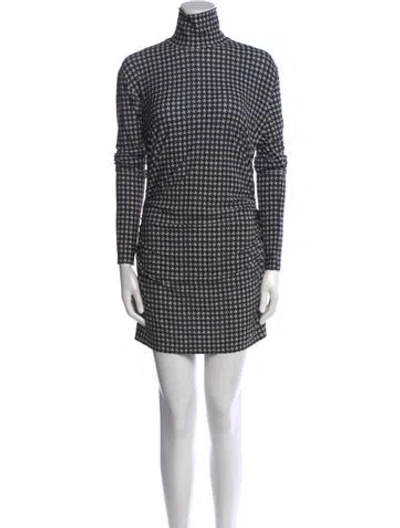 Pre-owned Norma Kamali Houndstooth Print Mini Dress W/ Tags In Neutral