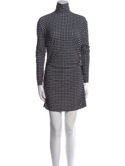 Pre-owned Norma Kamali Houndstooth Print Mini Dress W/ Tags In Neutral