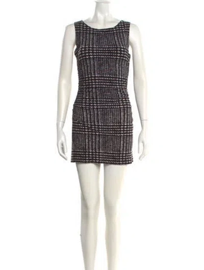Pre-owned Norma Kamali Houndstooth Print Mini Dress In White