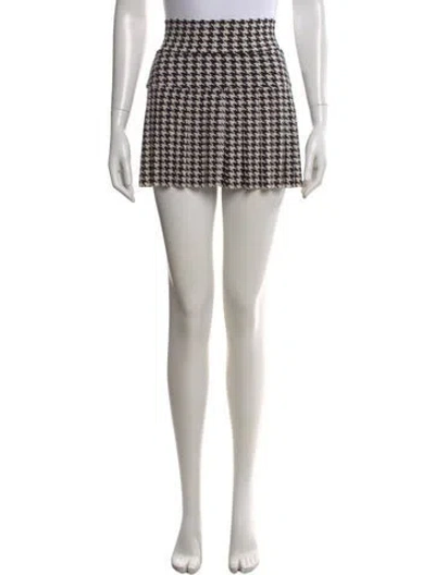 Pre-owned Norma Kamali Houndstooth Print Mini Skirt In Black