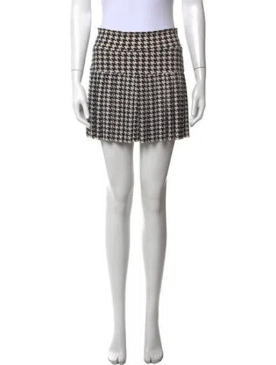 Pre-owned Norma Kamali Houndstooth Print Mini Skirt In Black