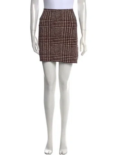 Pre-owned Norma Kamali Houndstooth Print Mini Skirt In Brown