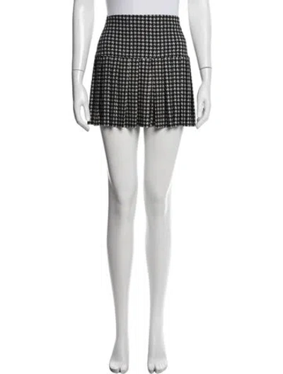 Pre-owned Norma Kamali Houndstooth Print Mini Skirt In White