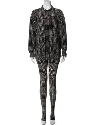 Pre-owned Norma Kamali Houndstooth Print Pant Set In Multi