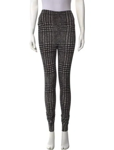 Pre-owned Norma Kamali Houndstooth Print Skinny Leg Pants In Black