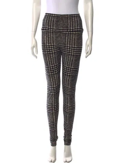 Pre-owned Norma Kamali Houndstooth Print Skinny Leg Pants In Black