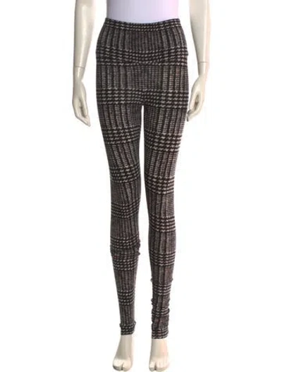 Pre-owned Norma Kamali Houndstooth Print Skinny Leg Pants In Black