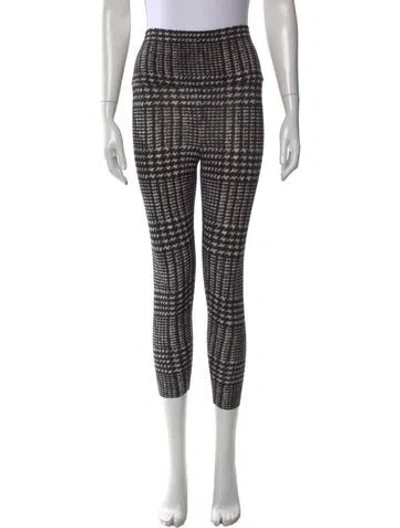 Pre-owned Norma Kamali Houndstooth Print Skinny Leg Pants In Black