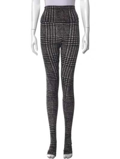 Pre-owned Norma Kamali Houndstooth Print Skinny Leg Pants In Black