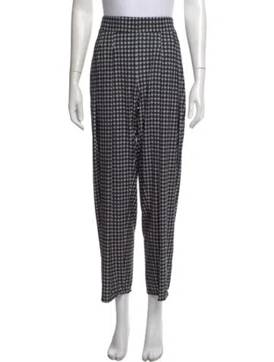 Pre-owned Norma Kamali Houndstooth Print Straight Leg Pants In Black