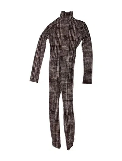 Pre-owned Norma Kamali Houndstooth Print Turtleneck Jumpsuit W/ Tags In Multi
