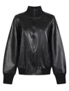 Norma Kamali Oversized Long Sleeve Synthetic Leather Jacket In Black