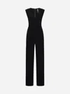 Norma Kamali Sleeveless V-neck Jumpsuit Cinched Waist In Black