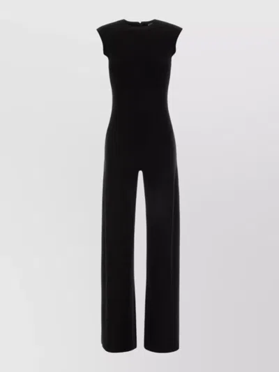 Norma Kamali Jersey Jumpsuit Crew Neck Sleeveless Wide Leg In Black