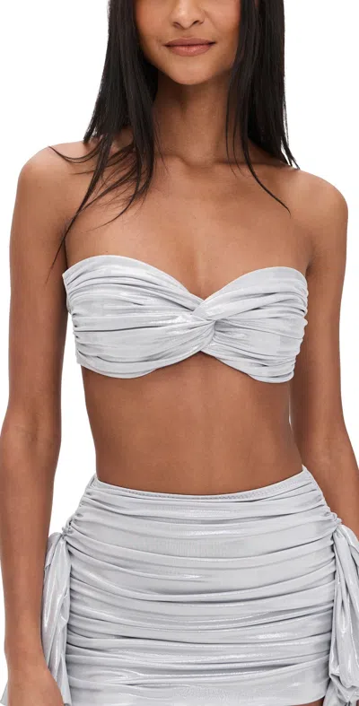 Norma Kamali Johnny D Top Silver In Gray