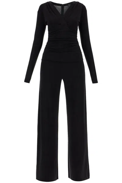 Norma Kamali Shirt Straight Leg Jumpsuit With Collar Stand In Black