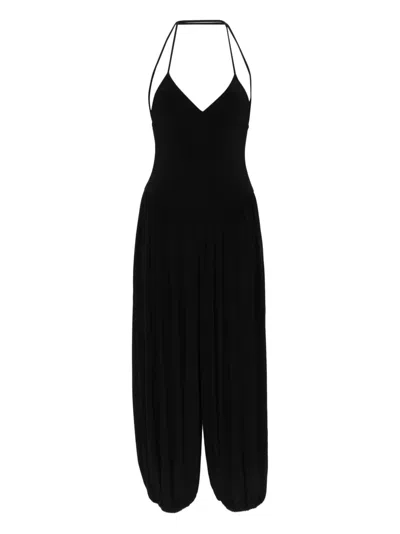 Norma Kamali Kelly Ankle Length Jumpsuit With Cross-back Design In Black