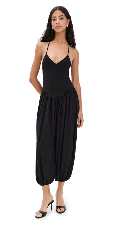 Norma Kamali Kenny Draped Stretch-jersey Jumpsuit In Black