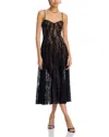 Norma Kamali Underwire Midcalf Dress With Bodysuit Black Stretch Lace/nude In Black Stretch Lace/nude