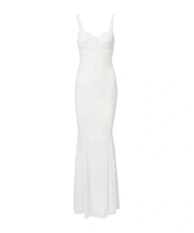 Norma Kamali Lace Corset Fishtail Gown In White