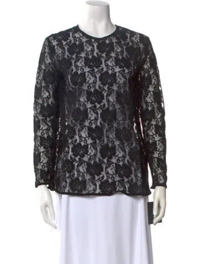 Pre-owned Norma Kamali Lace Lace Pattern Blouse W/ Tags In Black