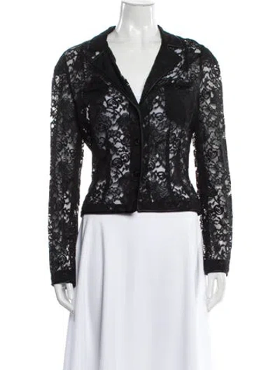 Pre-owned Norma Kamali Lace Lace Pattern Evening Jacket In Black
