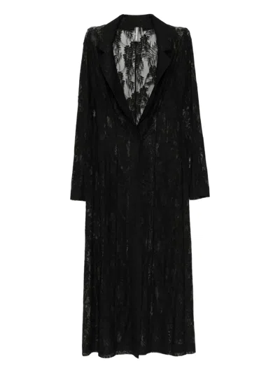Norma Kamali Lace Long Coat In Black