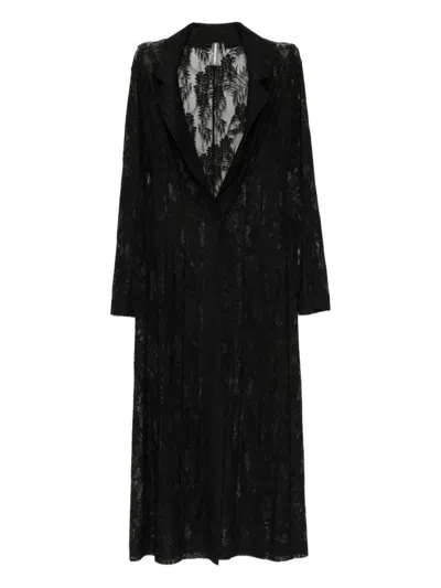 Norma Kamali Lace Long Coat In Black