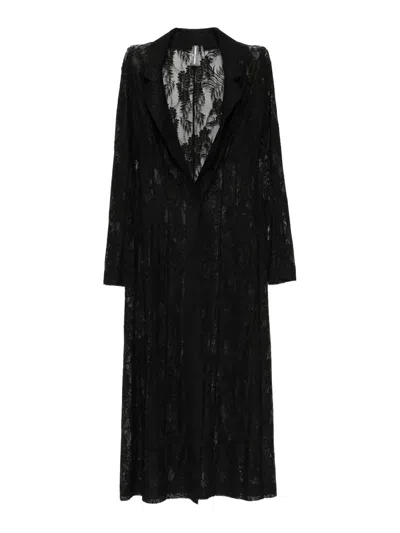 Norma Kamali Lace Long Coat In Black