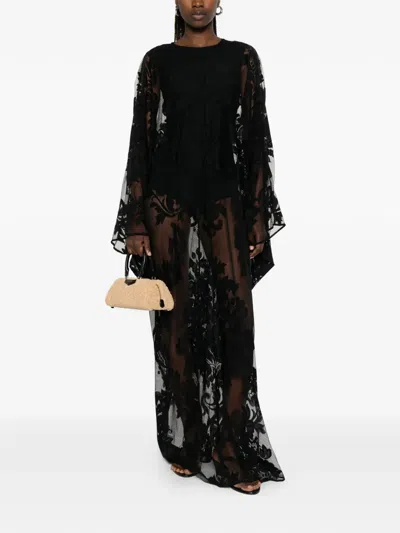 Norma Kamali Lace Maxi Dress In Black