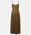 Norma Kamali Lace Midi Dress In Brown